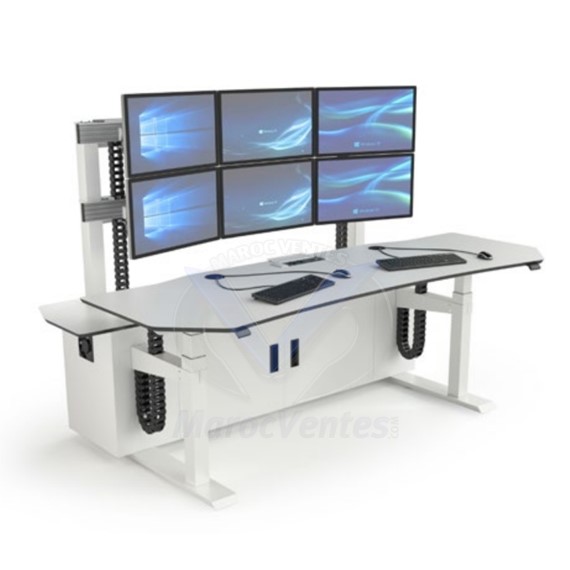 Tables avec Postes de Travail Multi-Ecrans Réglables en Hauteur pour SOC DESK-SOC