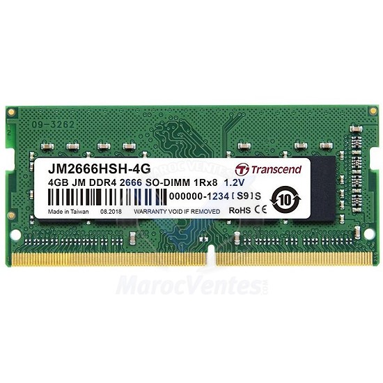 Barrette Mémoire Laptop DDR4, 4GB JM DDR4 2666 SO-DIMM 1 JM2666HSH-4G